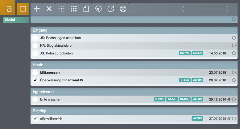 Screenshot Liste