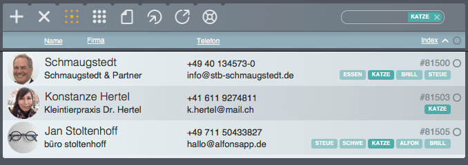Detailansicht Karteiliste