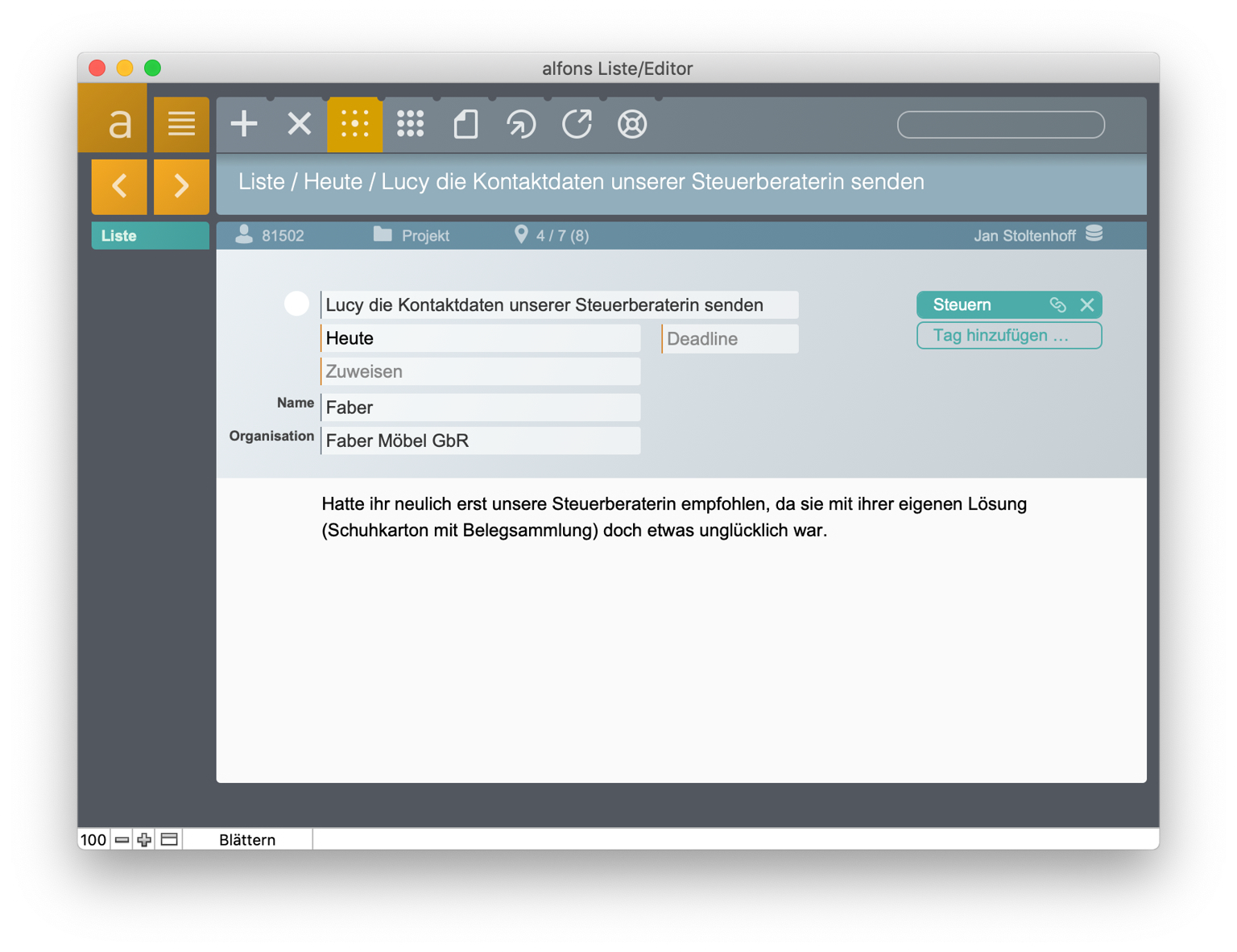 Screenshot Modul Liste