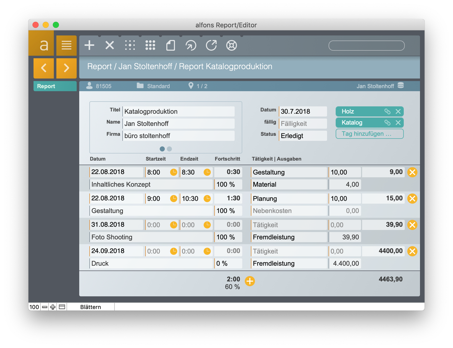 Screenshot Modul Report